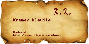 Kremer Klaudia névjegykártya